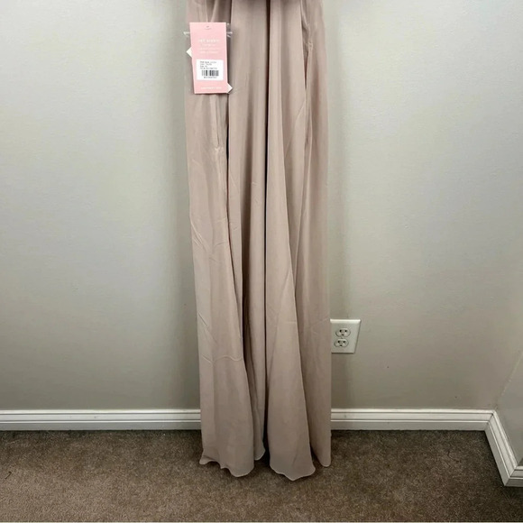 Birdy Grey Jules Dress Size XS Taupe Ruffle Halter Bridesmaid Formal Chiffon - Picture 11 of 12